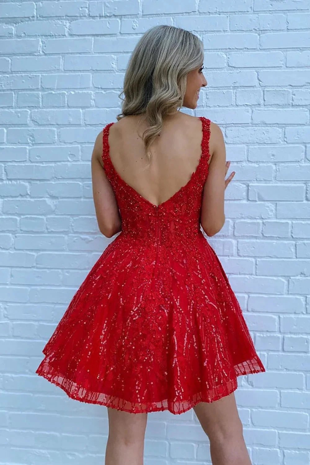 Cute Red A Line Tulle Zipper Back Short Homecoming Dresses (ZD11433)