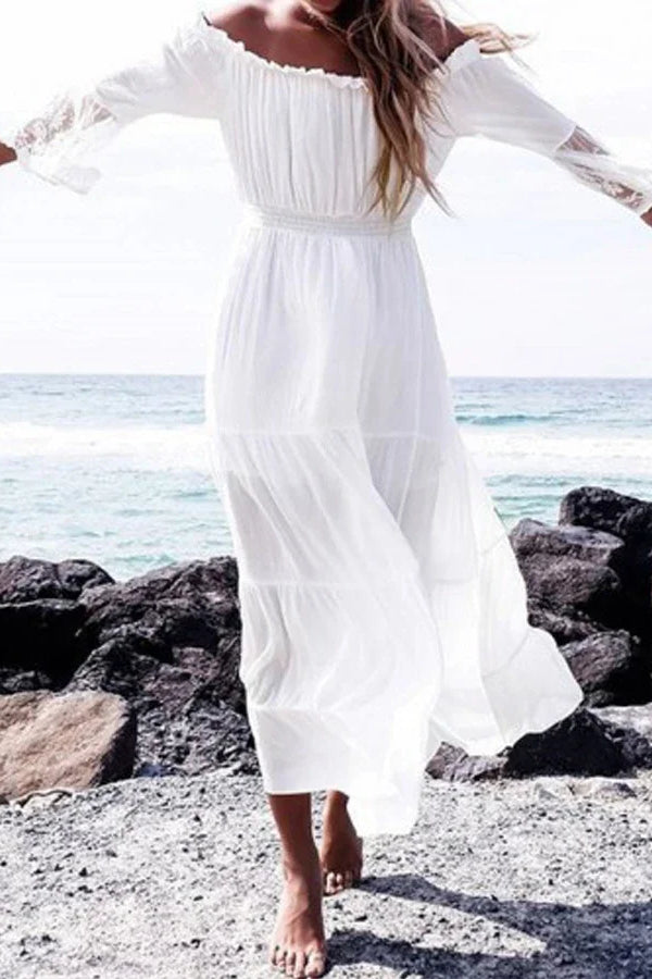 Flare Sleeve Off Urban Dress for Smart Casual Fashion Boutique Fashion Style