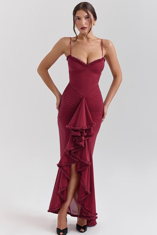 Sheer Low-Back Maxi Party Dress - View 10 | VelvetHem