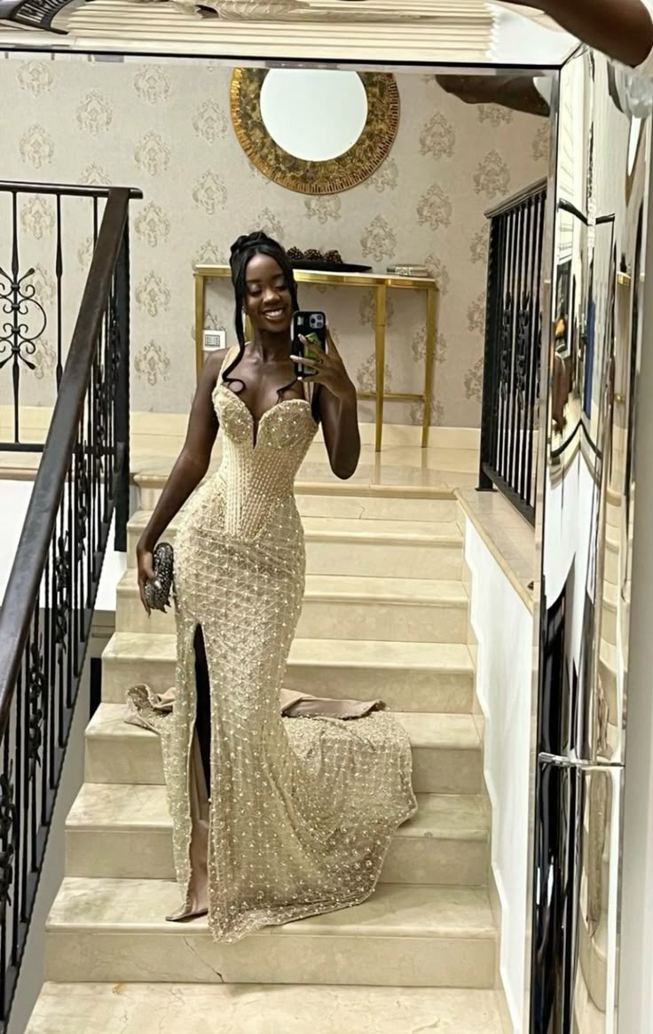 Mermaid Lace Prom Dress With Split Black Girl Birthday Outfit - FashionDia