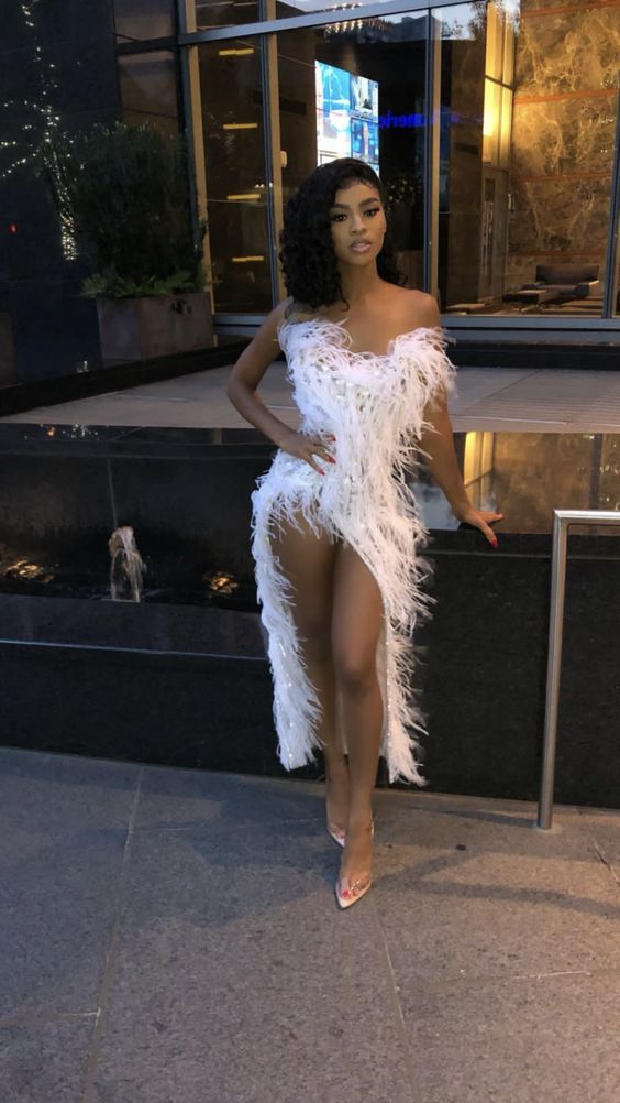 White Sexy Evening Dress Chic Prom Gown Y1877 - View 2 | VelvetHem