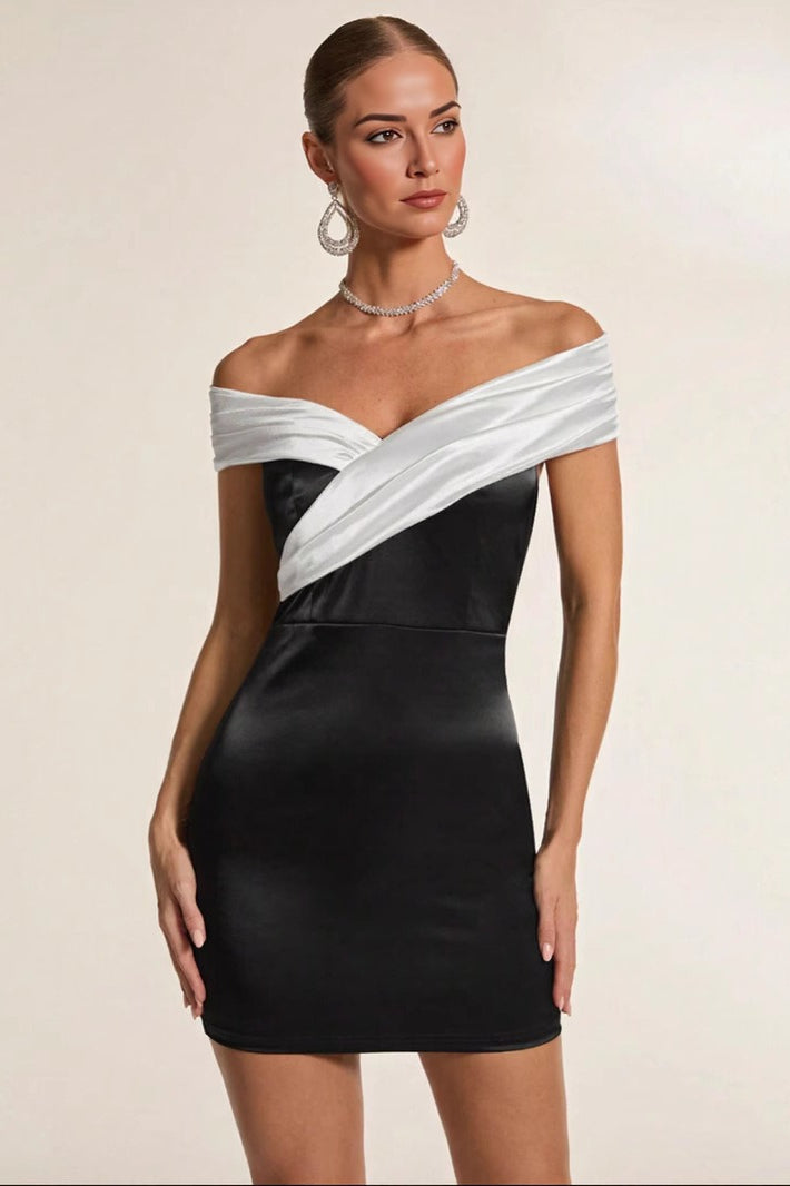 Black White Off Dress with Premium Everyday Styling Boutique Fashion Style