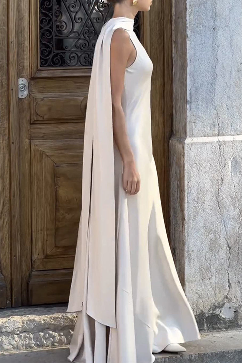 Celebrities Elegant Solid Patchwork O Neck Evening Dress - View 3 | VelvetHem