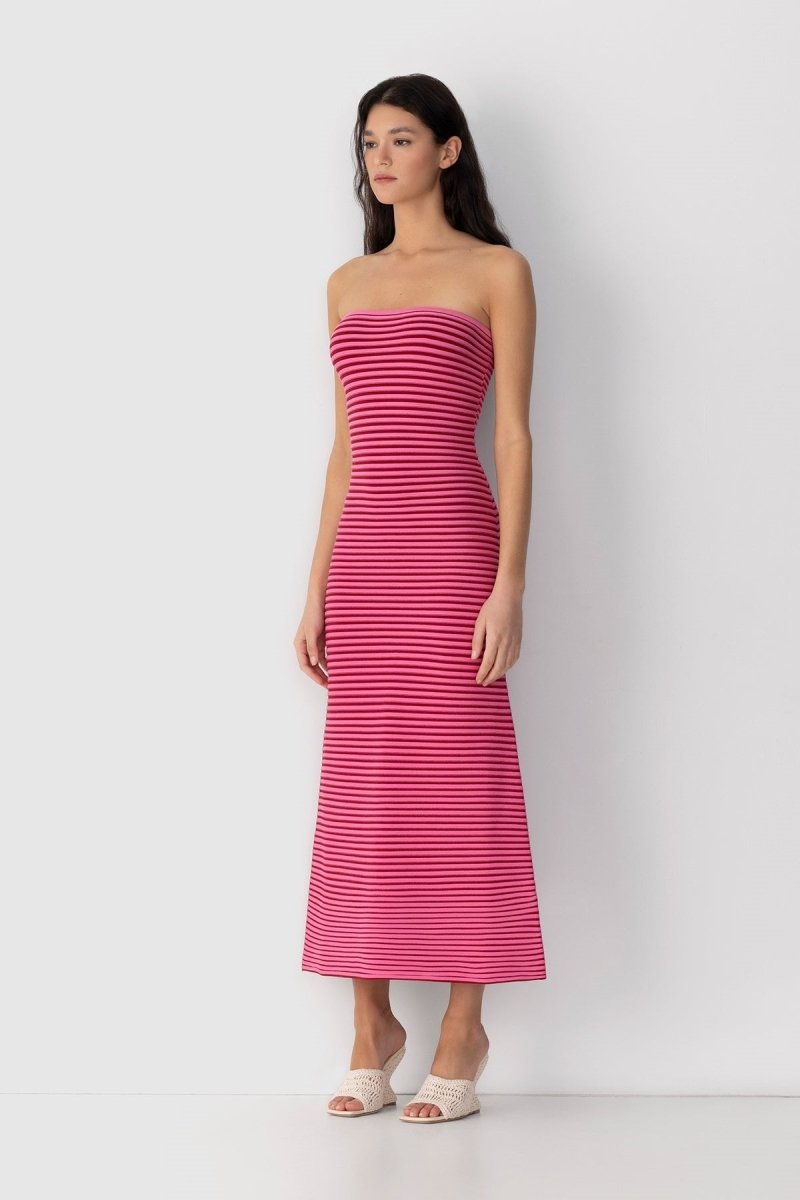 Valeria Statement Sleeveless Maxi Dress in Striped Knit Boutique Collection