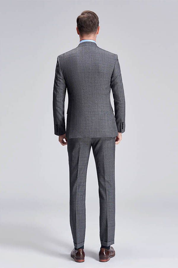 Advanced Grey Plaid Mens Suits for Business Peak Lapel Bespoke Suits for Men Sale