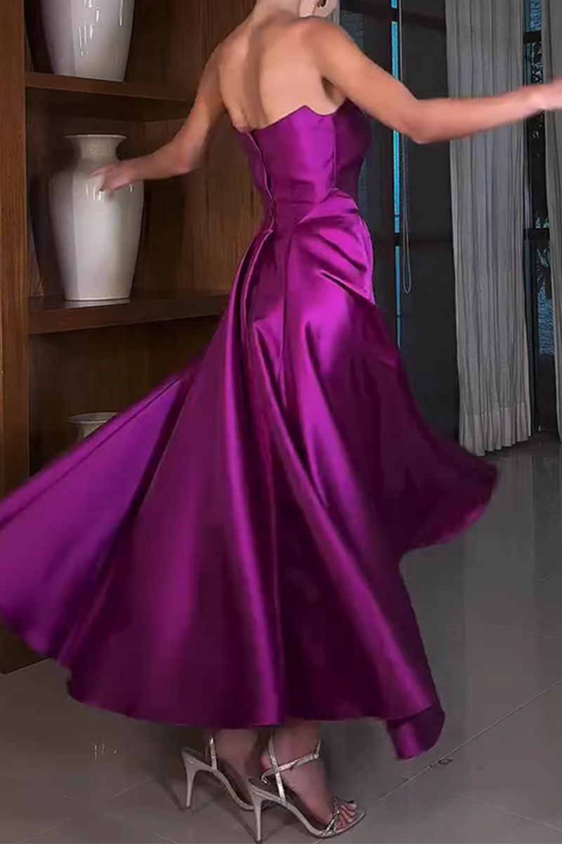 Sexy Ruched Zipper Strapless Evening Dresses - View 4 | VelvetHem