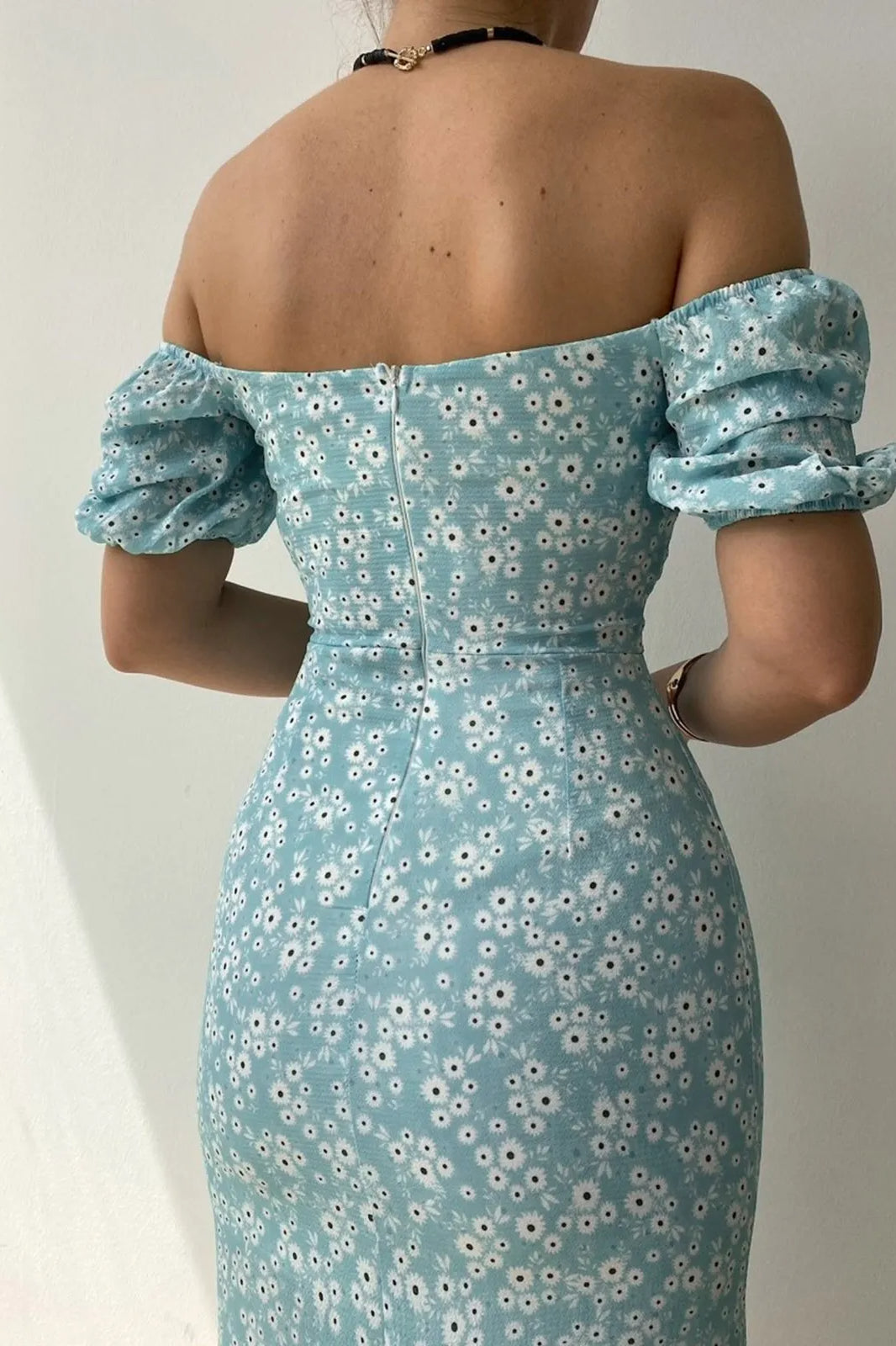 Chiffon Wrap Slit Floral Dress - View 2 | FashionDia