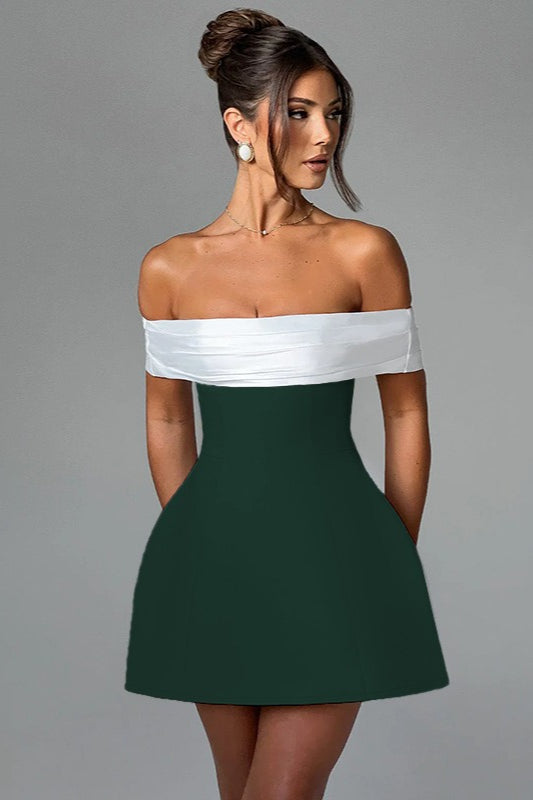 Color-Block Bardot Party Dress - View 12 | VelvetHem