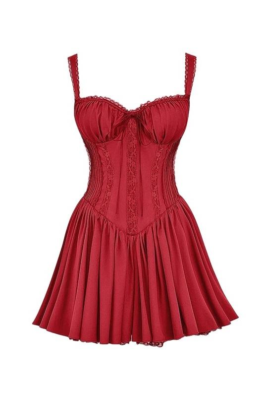 Mónica Chic Lace Corset Mini Puff Dress Premium Wardrobe Essential