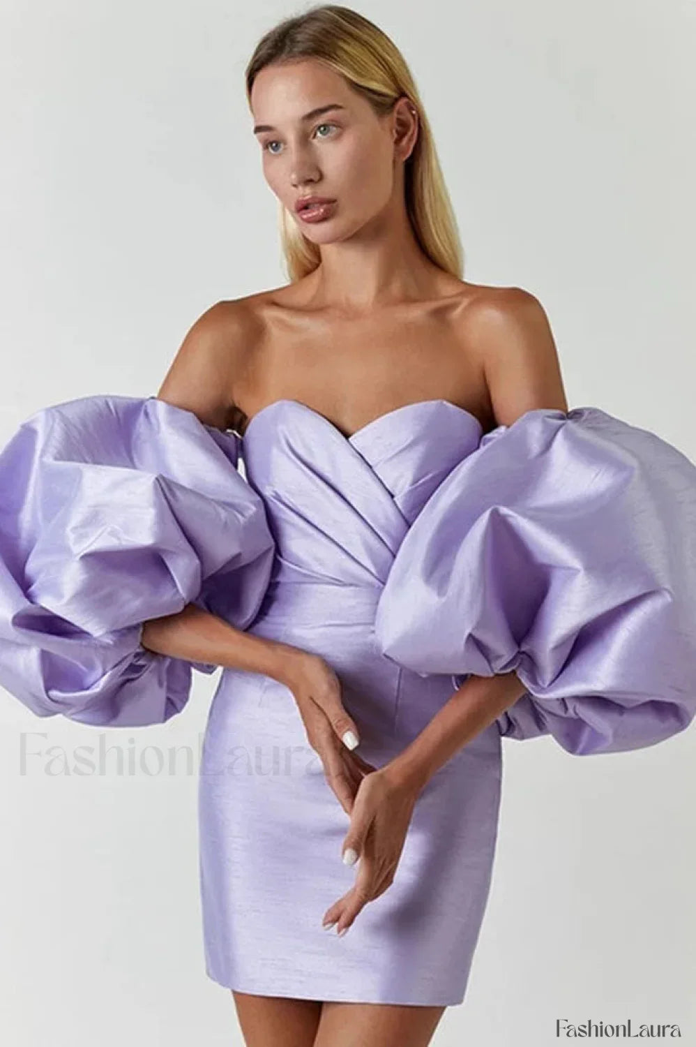 Alexandrine Puff Stylish Sleeve Mini Dress