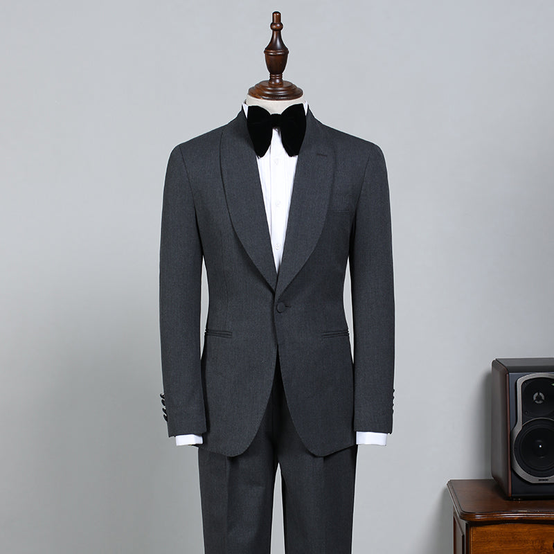 All Black One Button Slim Fit Wedding Suit For Grooms