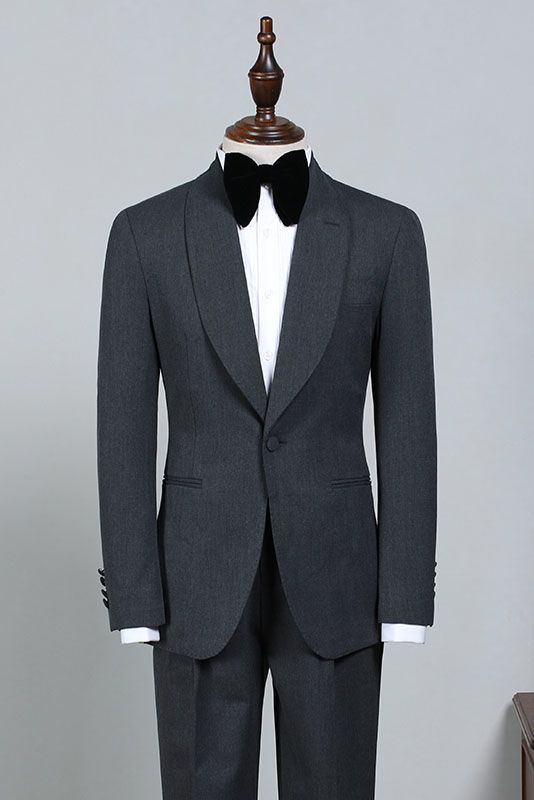 All Black One Button Slim Fit Wedding Suit For Grooms