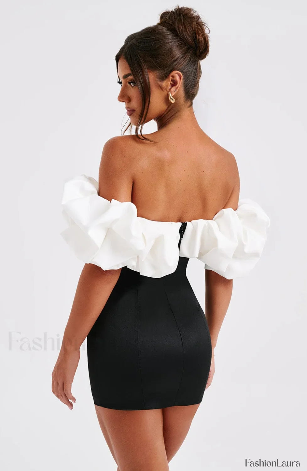 Allie Mini Graceful Dress - Black/White