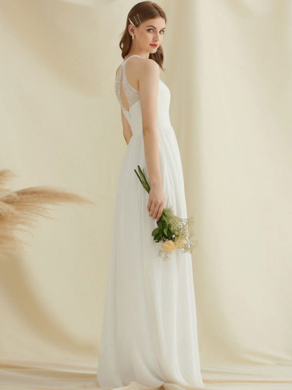 Amazing Evening Dress A-Line Jewel Neck Chiffon Floor-Length Applique Formal Dinner Dresses Party Dress