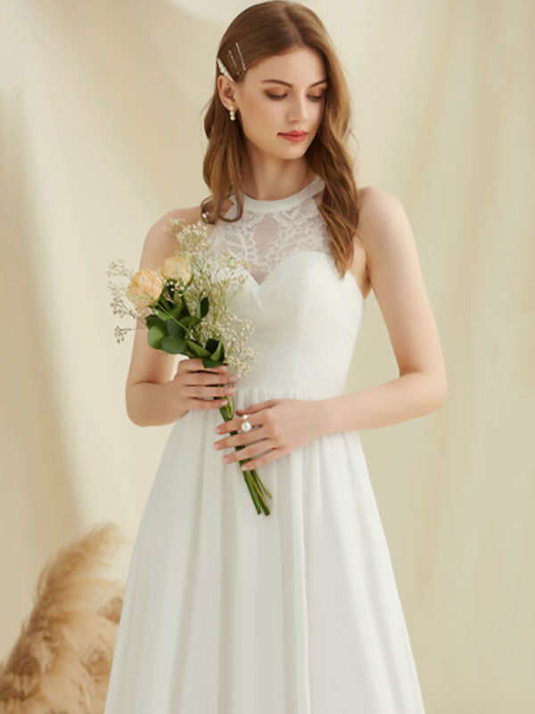 Amazing Evening Dress A-Line Jewel Neck Chiffon Floor-Length Applique Formal Dinner Dresses Party Dress