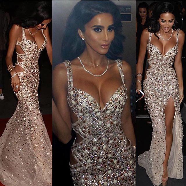 Amazing Long Mermaid Spaghetti Straps Split Front Prom Dress with Slit - View 3 | VelvetHem
