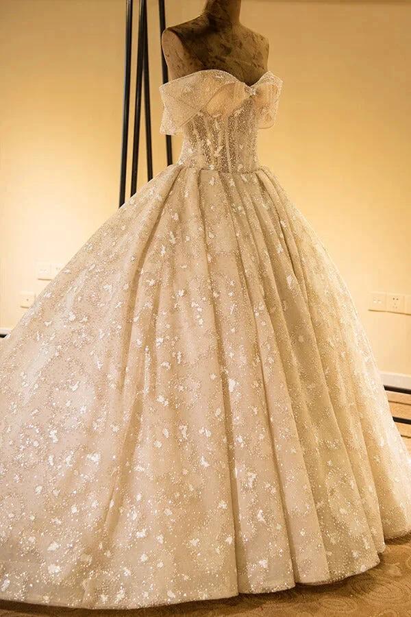 Amazing Strapless Cap sleeves Lace appliques Wedding Dress (ZD13785)