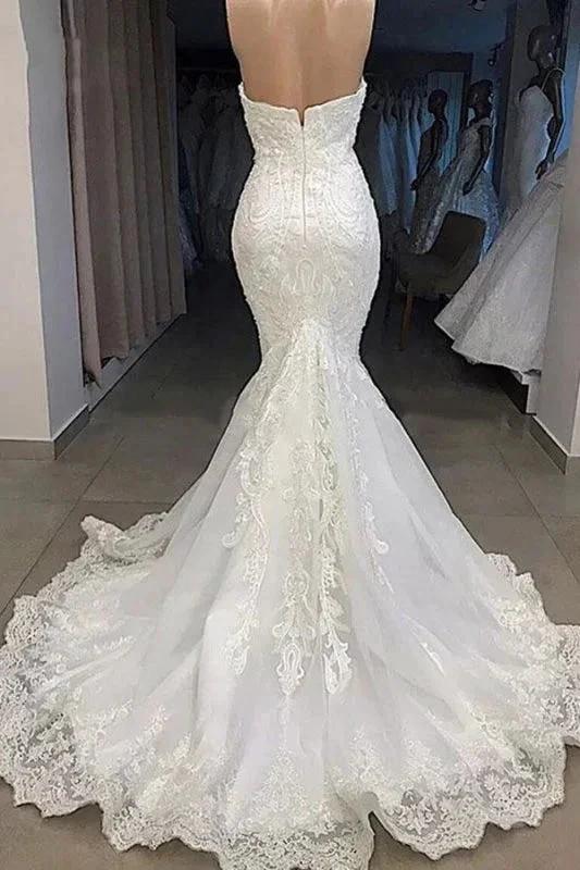 Amazing Sweetheart Appliqued Mermaid Elegant Wedding Dresses (ZD14736)