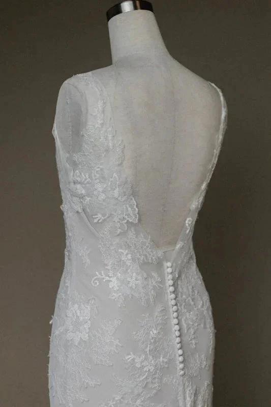 Amazing V-neck Appliques Mermaid Elegant Wedding Dresses (ZD14739)