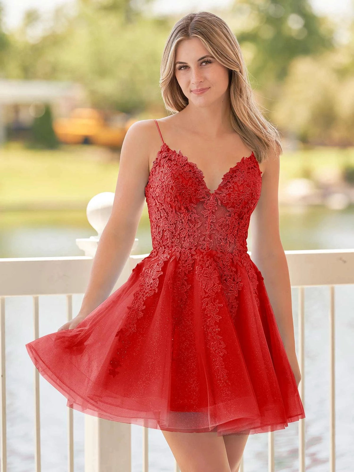 A-Line Spaghetti-Straps Sky Blue Lace Homecoming Dress With Appliques (ZD11576) - View 8 | VelvetHem