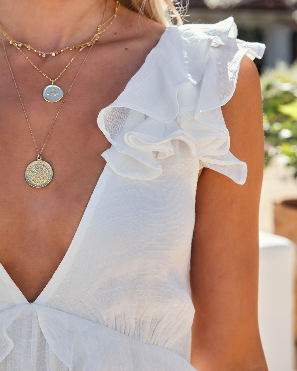 Arvilla Floral Ruffle Maxi Dress Off White