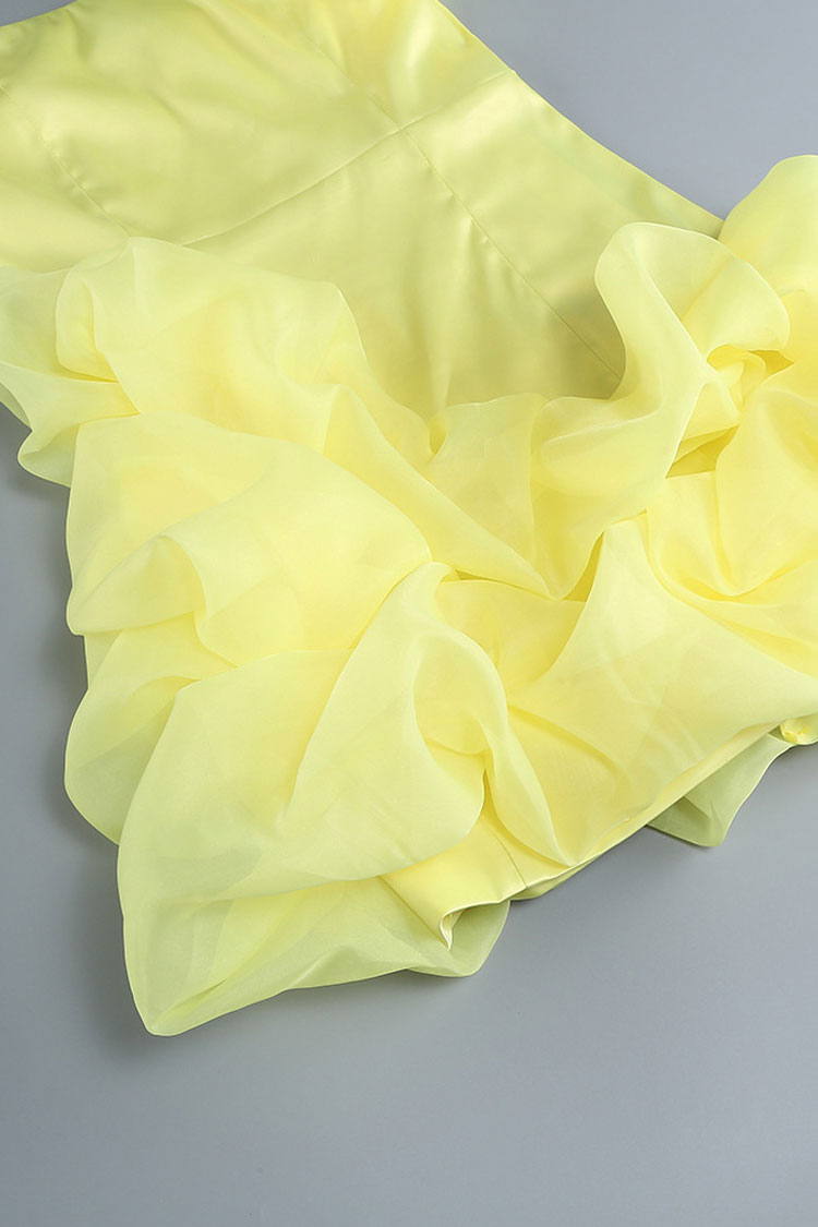 Asymmetric One Shoulder Layer Ruffle Bodycon Satin Micro Mini Party Dress - Fashionpara