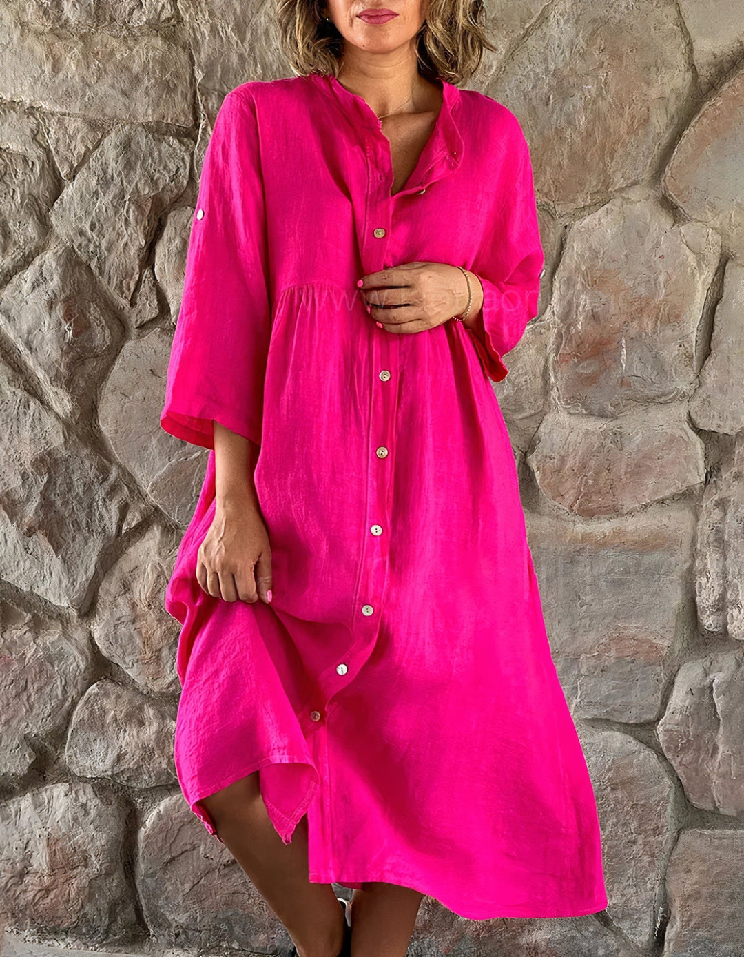 Gabriela Statement Breathable Cotton and Linen Beach Dress Evening Wear Edit