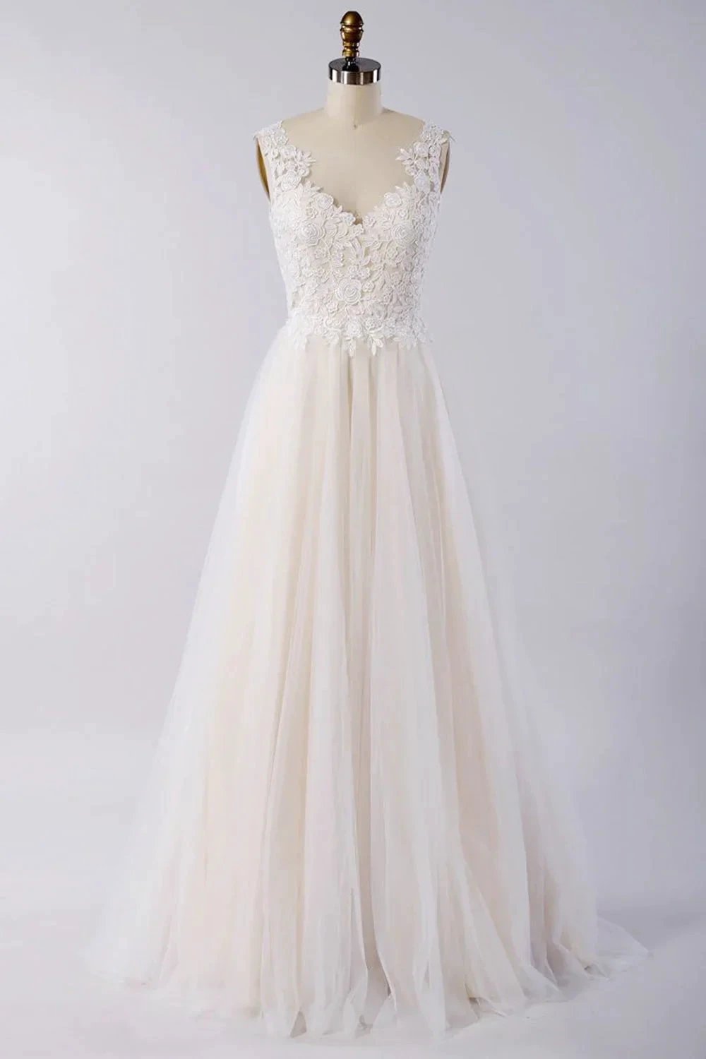 Awesome Appliques Tulle A-line Wedding Dress by misshow.com
