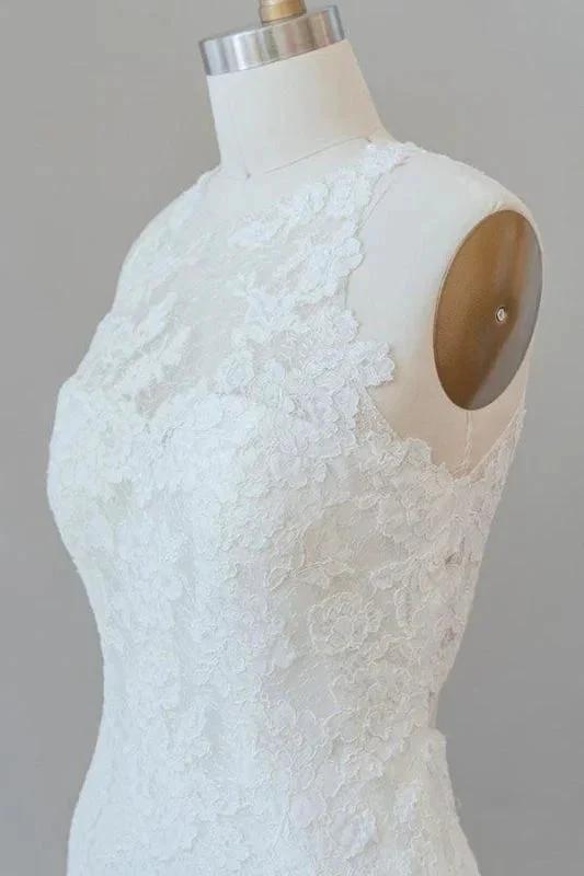 Awesome Illusion Lace Mermaid Elegant Wedding Dresses (ZD14734)