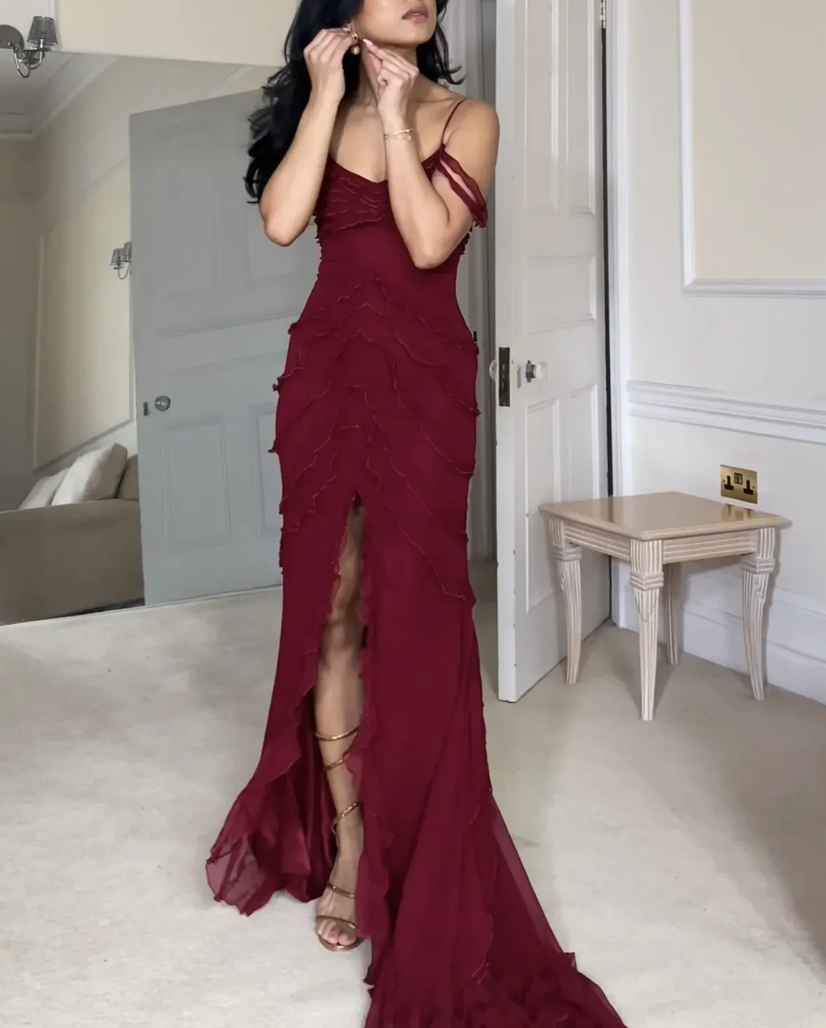 Sexy Slit Mermiad Prom Dress Long Chiffon Evening Dress Party Gown Y7547 - View 2 | VelvetHem