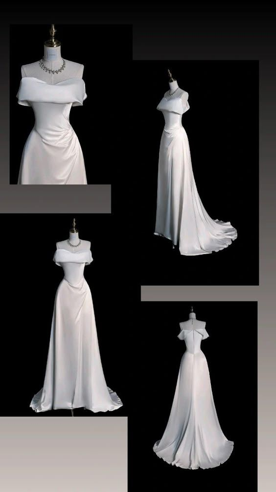 Sexy Off The Shoulder A-Line Satin Prom Dress White Wedding Dress Formal Party Evening Dress