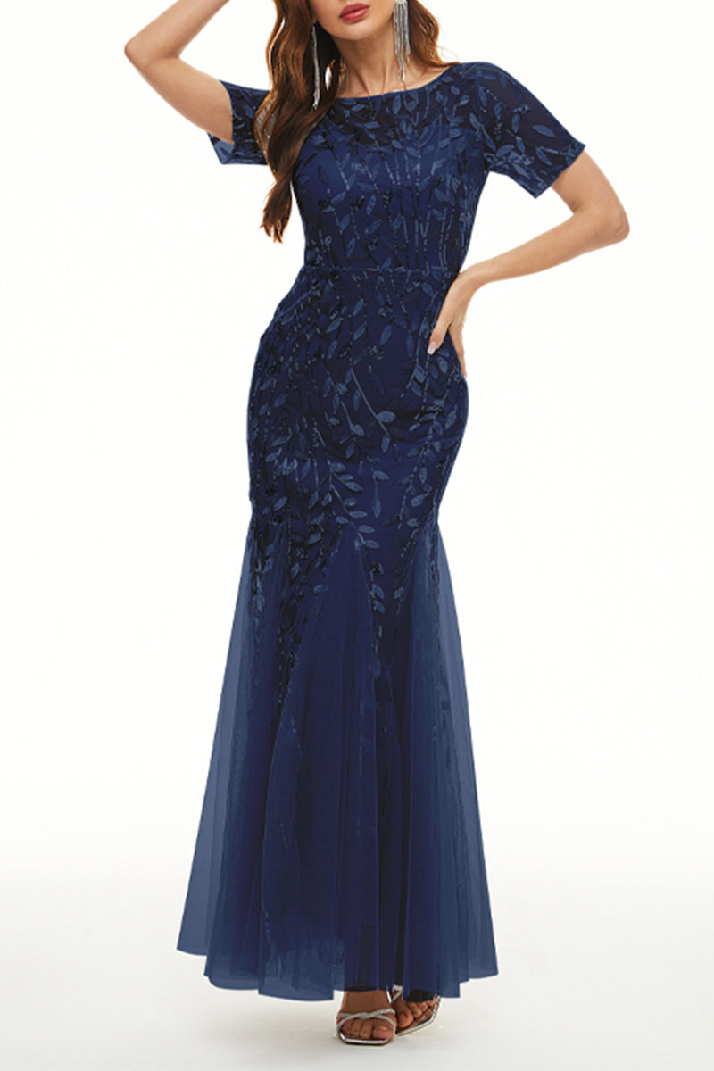 Celebrities Elegant Patchwork Sequins O Neck Evening Dress Dresses - View 5 | VelvetHem