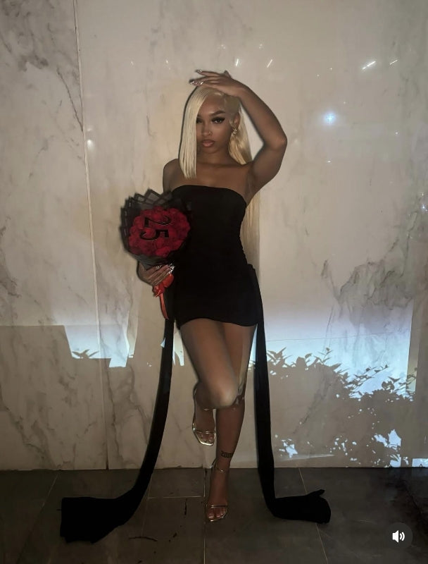 Strapless Black Sheath Short Birthday Dress J8377