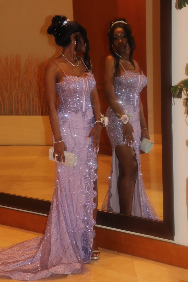 Lilac Mermaid Prom Outfit Dress Evening Dress Graduation Dress - FashionDia