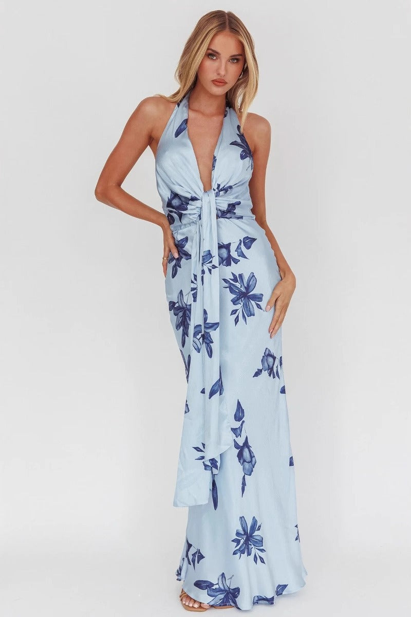 Sleeveless Bodycon Maxi Flower Dress