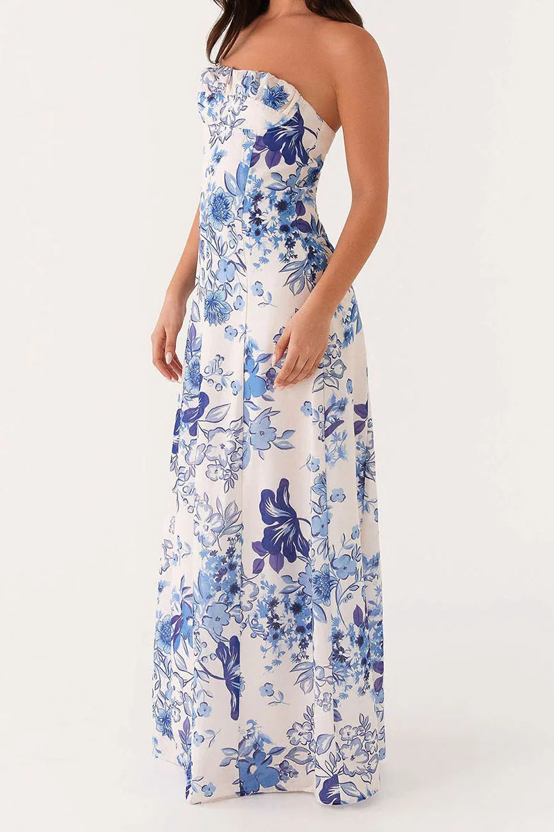 Off-the-Shoulder A-Line Maxi Floral Dress - View 7 | FashionDia