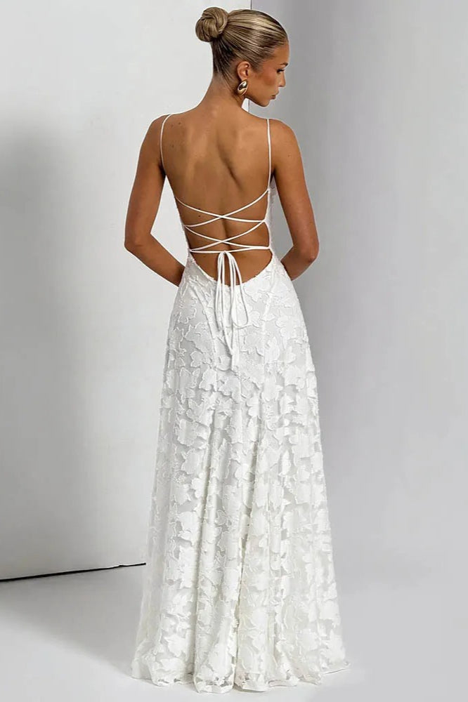 Lace-Up Backless Maxi Dress - View 6 | FashionDia