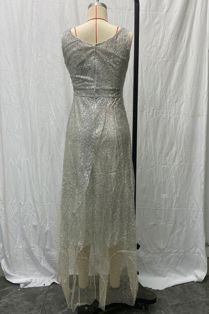 Sexy Gradient Sequined V Neck Evening Dresses - View 2 | VelvetHem