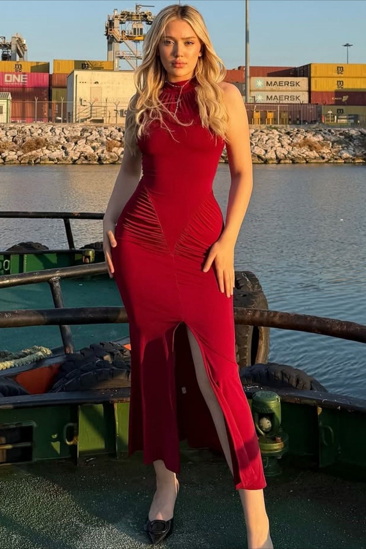 High Slit Strapless Bodycon Work Dress - View 10 | VelvetHem