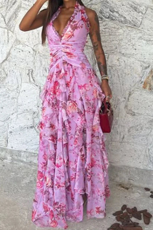 Sleeveless Hollow Maxi Floral Dress - View 2 | FashionDia