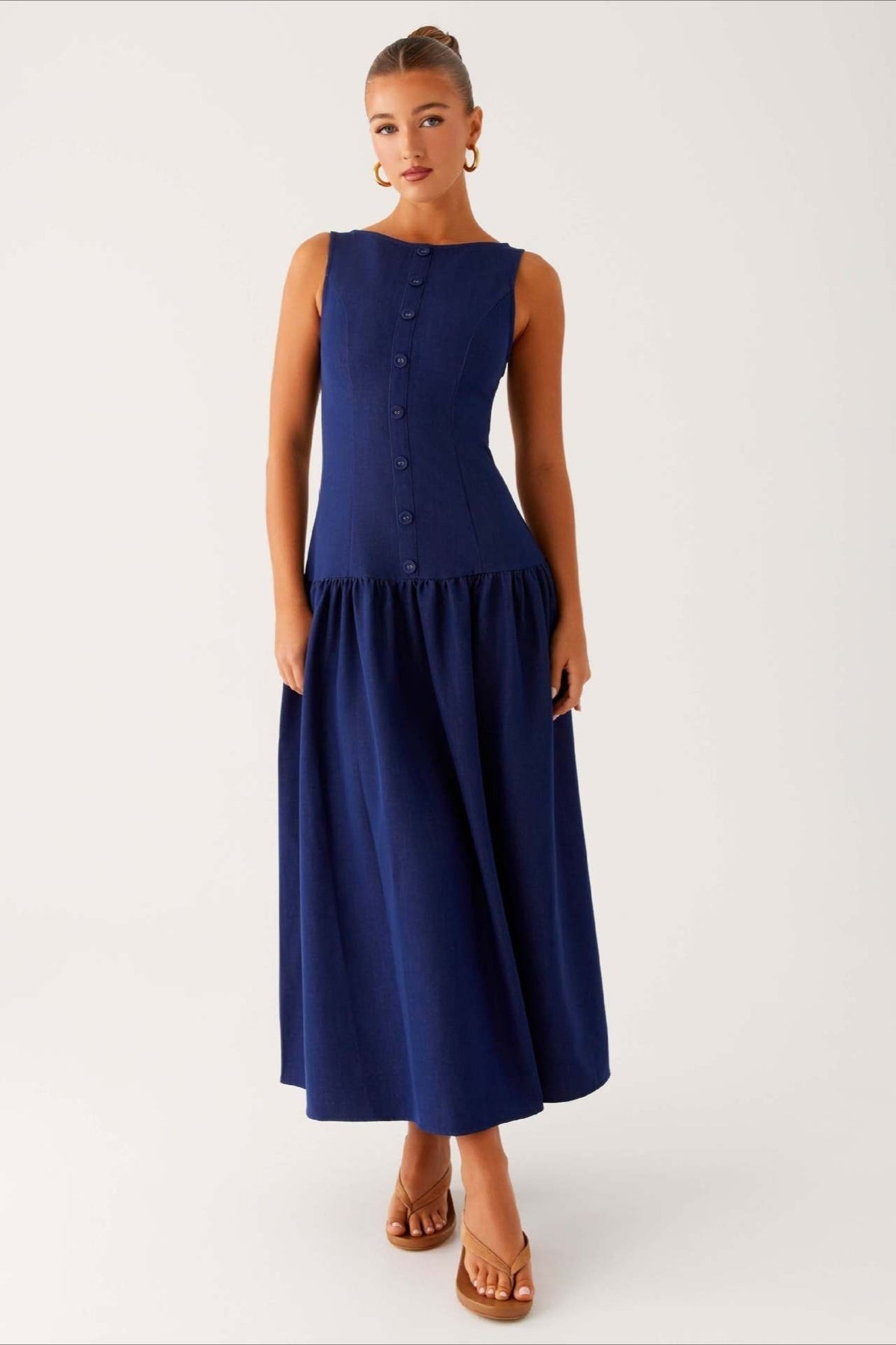 Sleeveless Button Up Denim Dress - VelvetHem