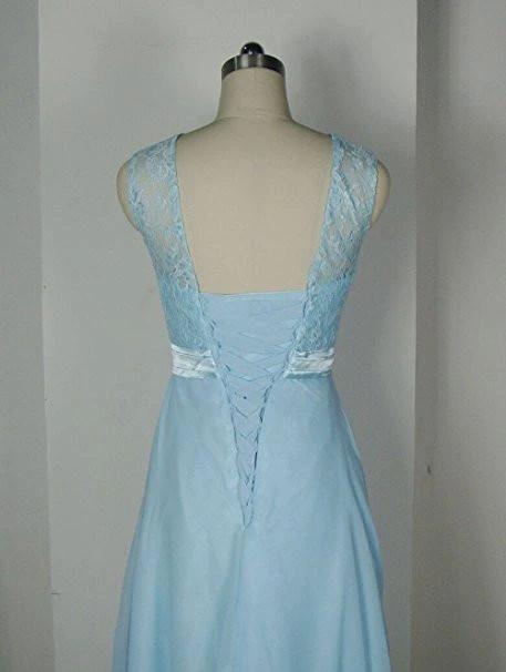 Baby Blue Lace Tank Bridesmaid Dresses For Wedding Party (ZD13191)