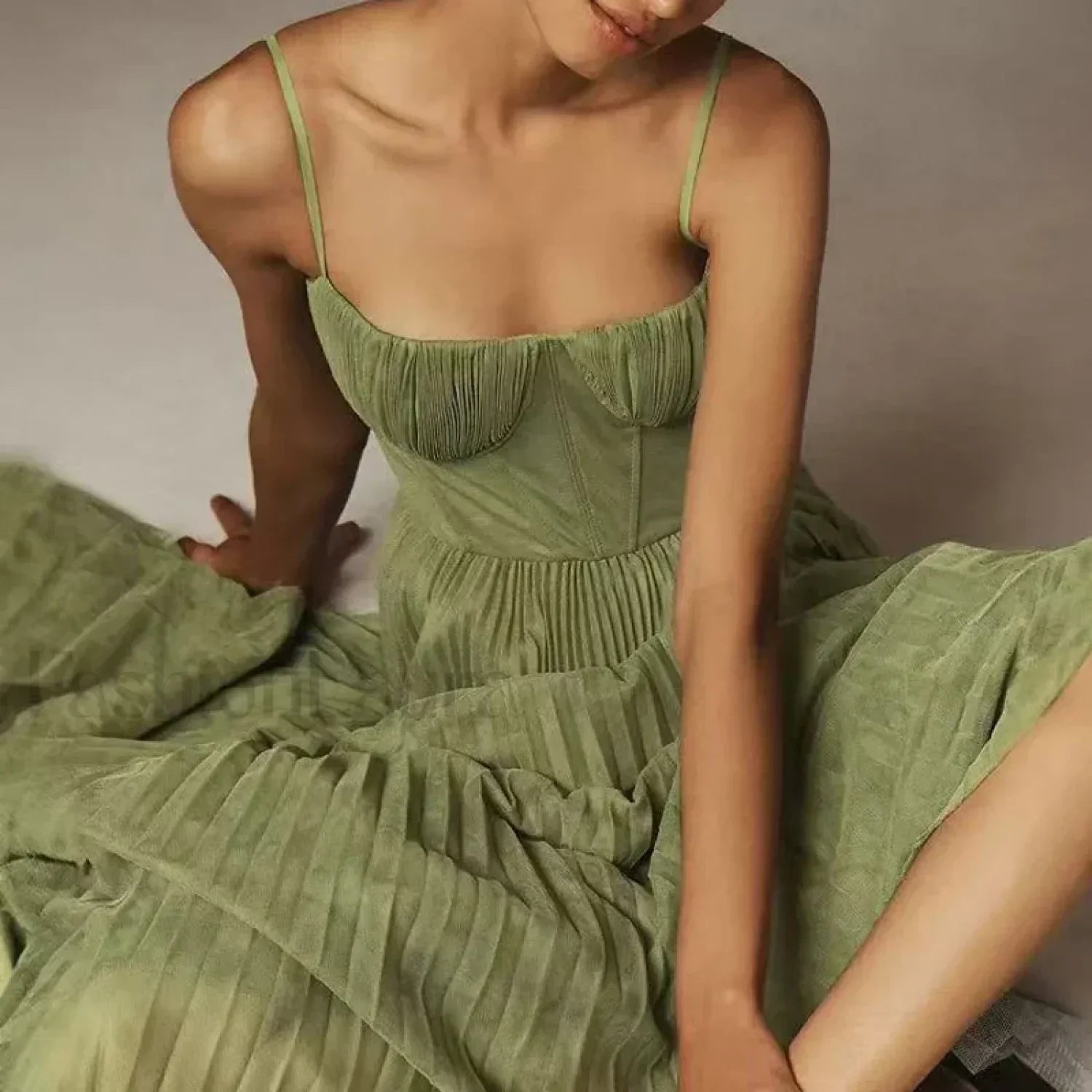 Backless Lace-Up Spaghetti Midi Dress