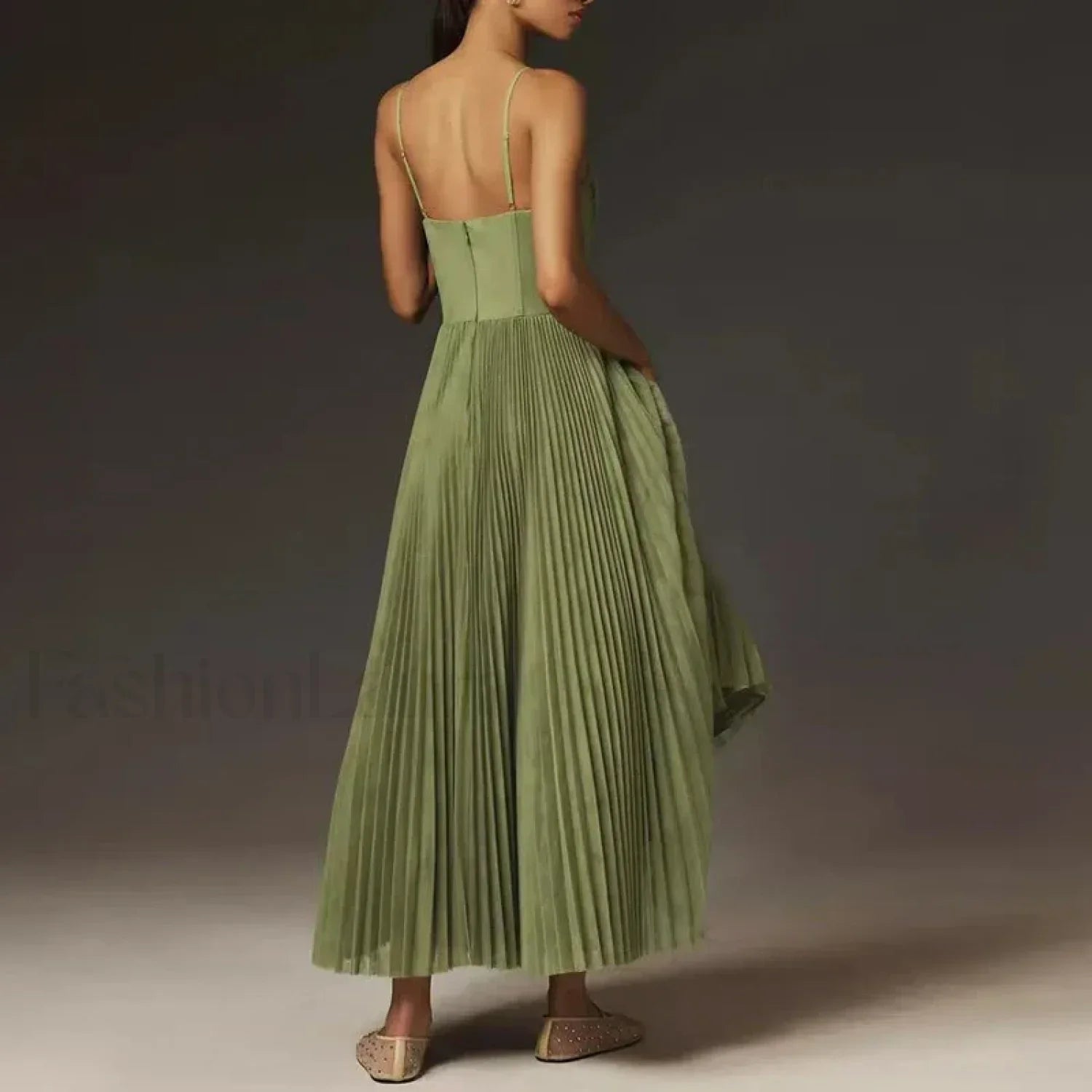 Backless Lace-Up Spaghetti Midi Dress