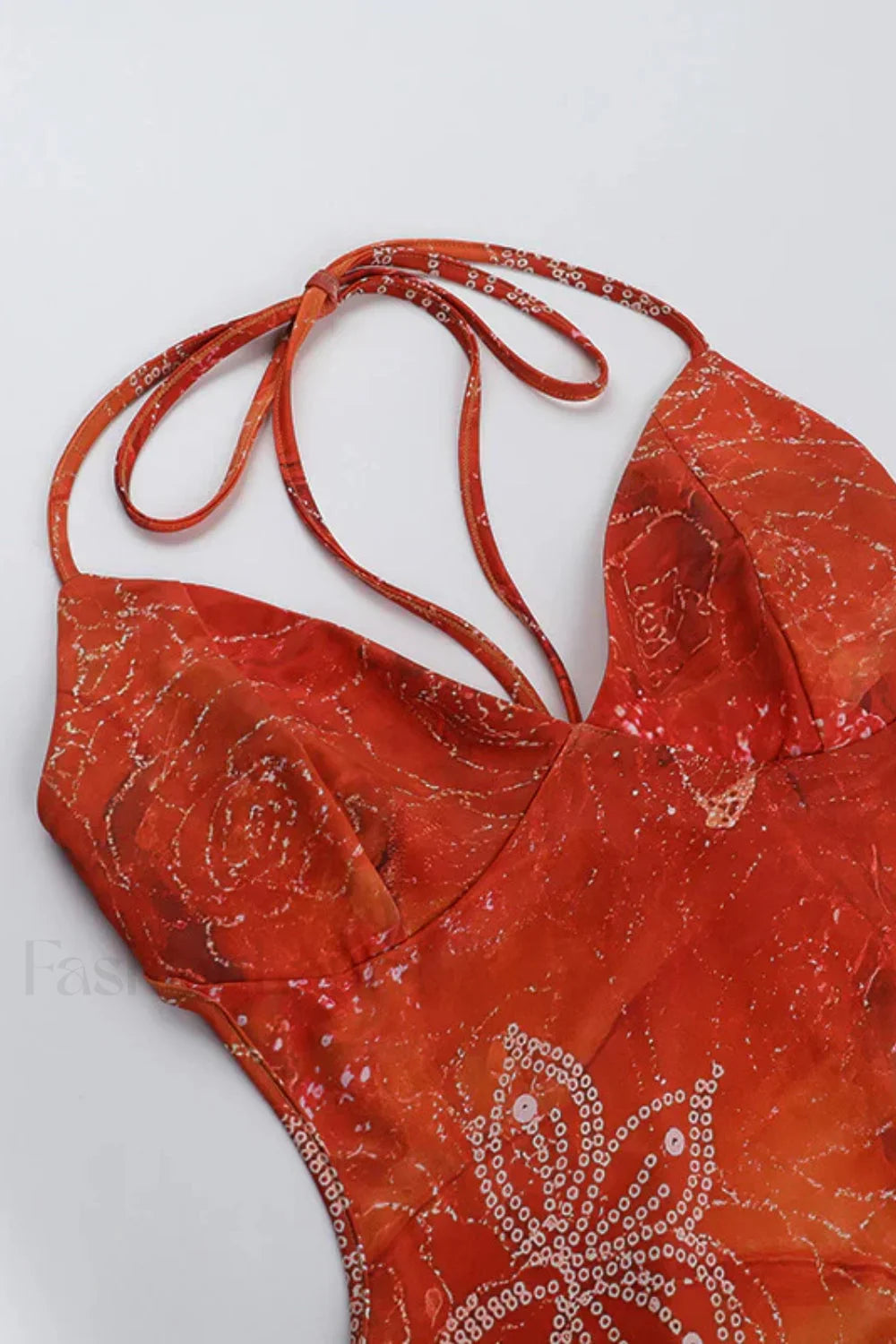 Backless Neck Print Dress with Relaxed Fit and Everyday Wear