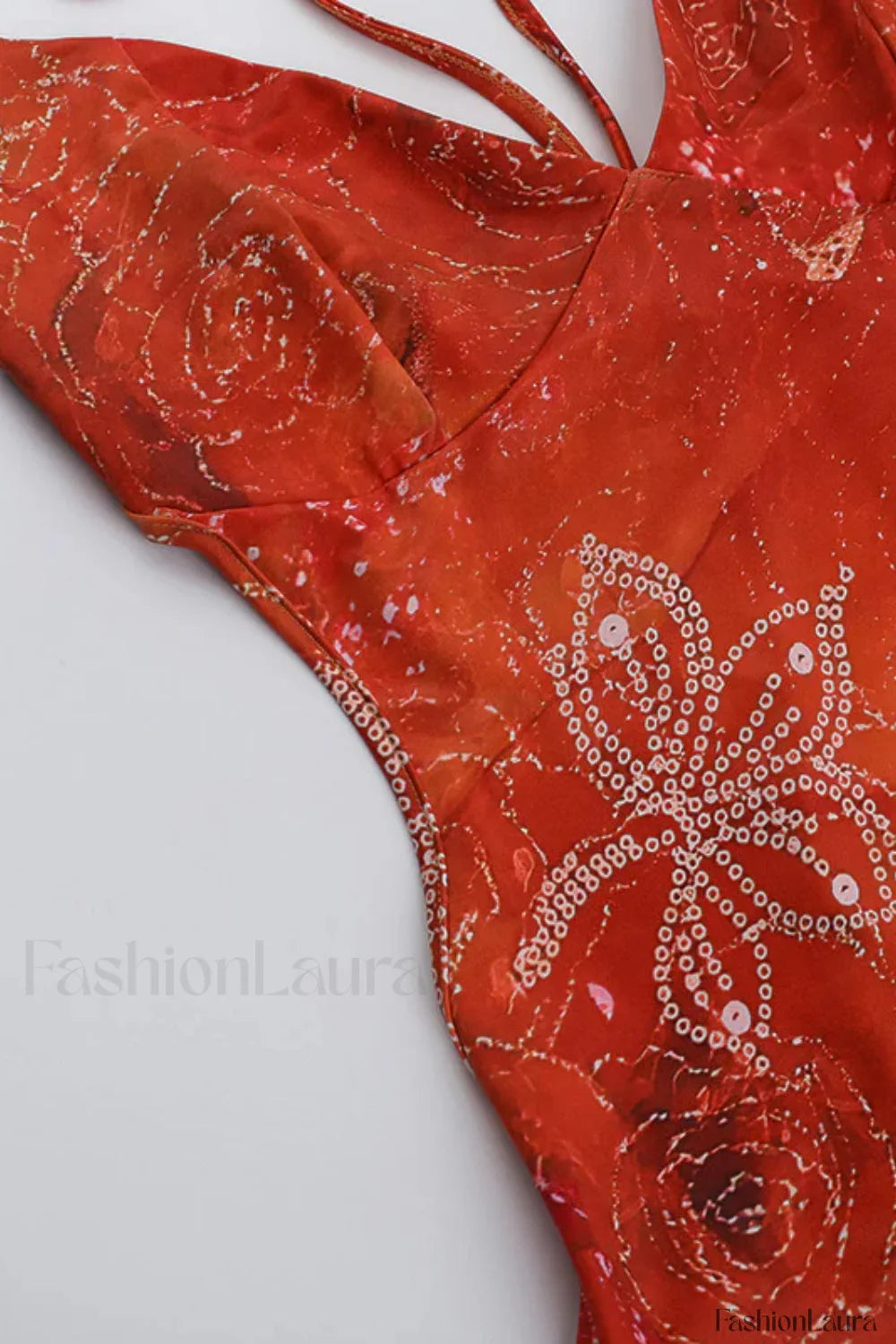 Backless Neck Print Dress with Relaxed Fit and Everyday Wear
