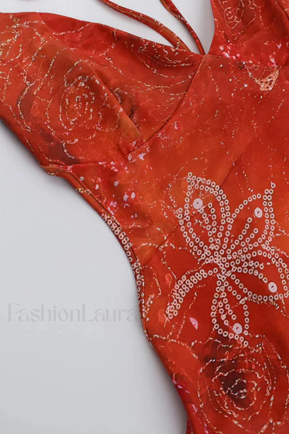 Backless Neck Print Dress with Relaxed Fit and Everyday Wear