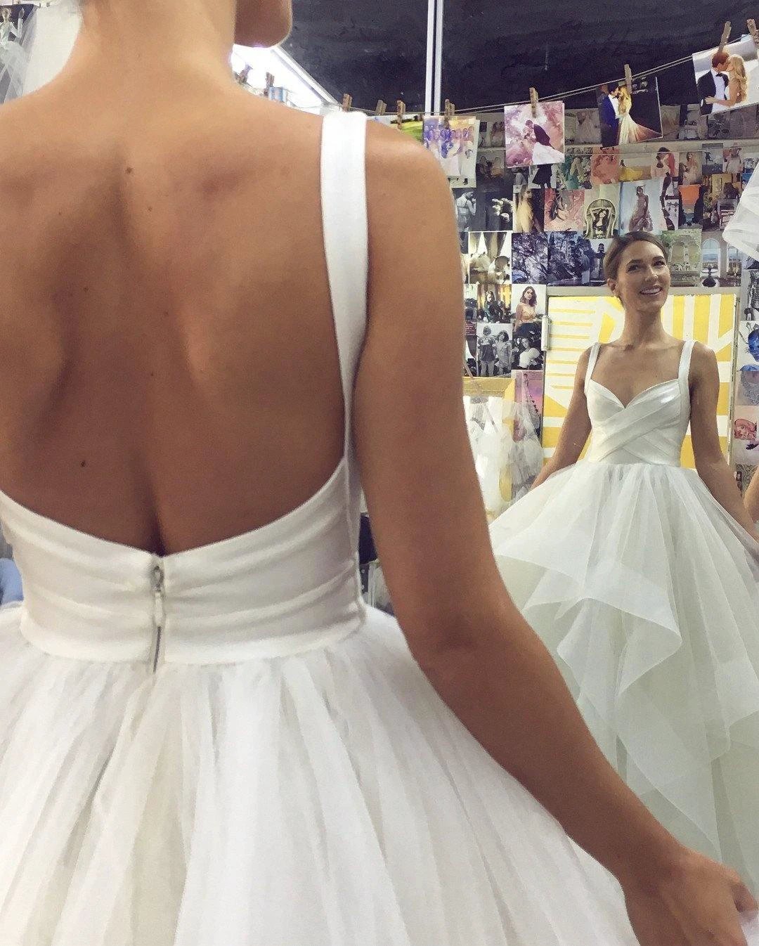 Ball Gown Elegant Floor Length Cascading Ruffles Tulle Wedding Dress (ZD15375) - View 2 | VelvetHem