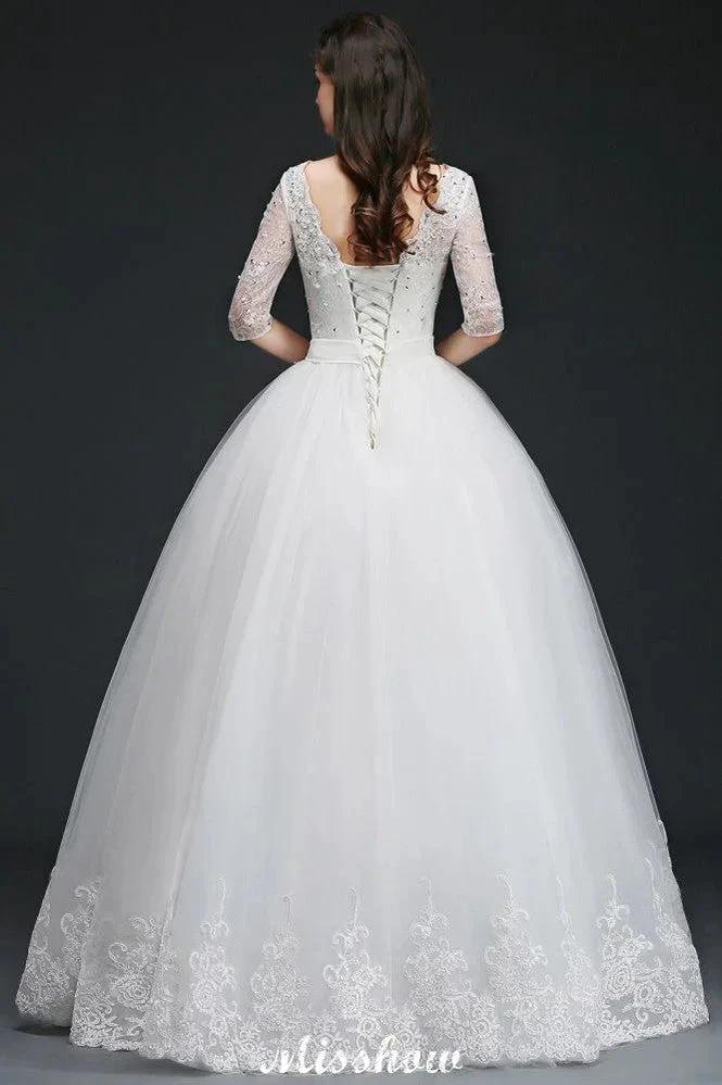 Ball Gown Floor Length Tulle Glamorous Wedding Dresses with Lace (ZD13936)