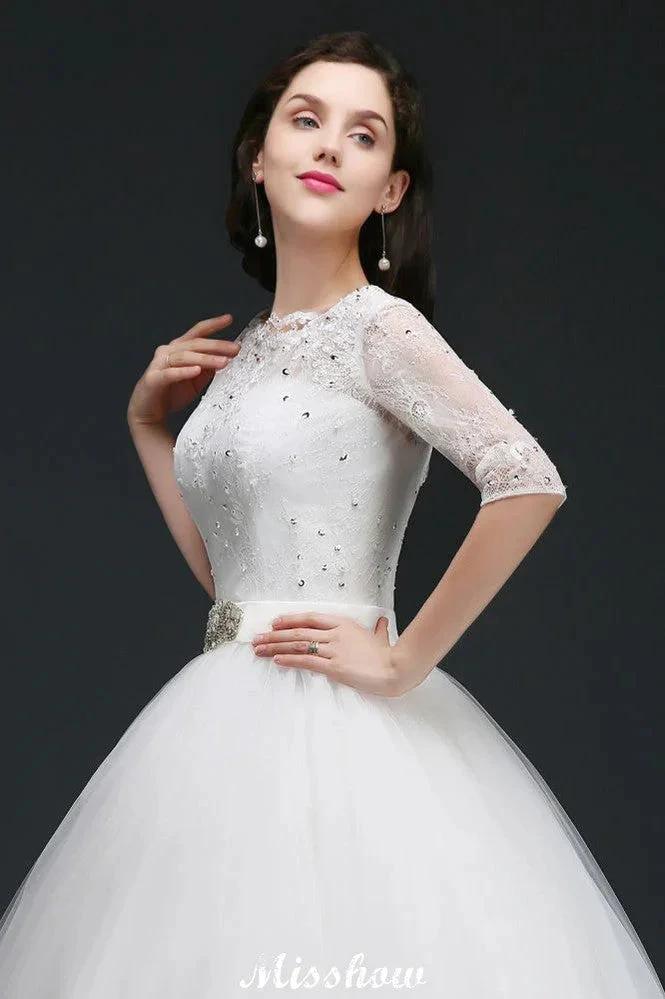 Ball Gown Floor Length Tulle Glamorous Wedding Dresses with Lace (ZD13936)